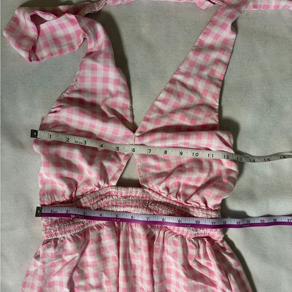 Zesica Summer Crossover Halter Neck Plaid Smock Cutout Backless Flowy Maxi Dress - Picture 10 of 12